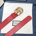 Gucci Leather belt with Double G buckle 400593 Red