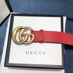 Gucci Leather belt with Double G buckle 400593 Red