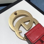 Gucci Leather belt with Double G buckle 400593 Red