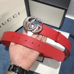 Gucci Leather belt with Double G buckle 400593 Red