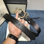 Gucci Leather belt with snake buckle Black ‎458935