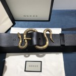 Gucci Leather belt with snake buckle Black ‎458935