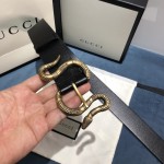 Gucci Leather belt with snake buckle Black ‎458935