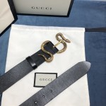 Gucci Leather belt with snake buckle Black ‎458935