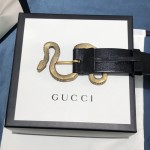 Gucci Leather belt with snake buckle Black ‎458935