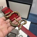 Gucci Leather belt with snake buckle Red ‎458935