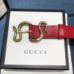 Gucci Leather belt with snake buckle Red ‎458935