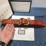 Gucci Leather belt with snake buckle Tan ‎458935