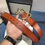 Gucci Leather belt with snake buckle Tan ‎458935