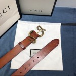 Gucci Leather belt with snake buckle Tan ‎458935