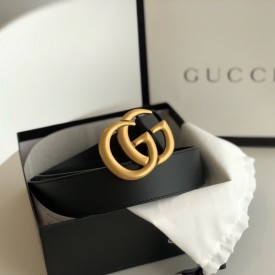 Replica Gucci Leather belt with Double G buckle