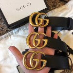 Gucci Leather belt with Double G buckle Black