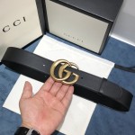 Gucci Leather belt with Double G buckle 400593 Black