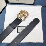 Gucci Leather belt with Double G buckle 400593 Black