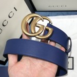 Gucci Leather belt with Double G buckle 400593 Blue