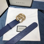 Gucci Leather belt with Double G buckle 400593 Blue