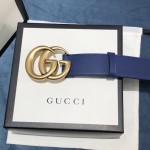 Gucci Leather belt with Double G buckle 400593 Blue