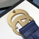 Gucci Leather belt with Double G buckle 400593 Blue