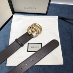 Gucci Leather belt with Double G buckle 400593 Chocolate