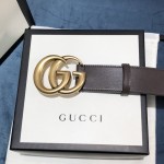 Gucci Leather belt with Double G buckle 400593 Chocolate