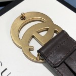 Gucci Leather belt with Double G buckle 400593 Chocolate