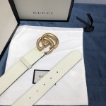 Gucci Leather belt with Double G buckle 400593 White