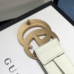 Gucci Leather belt with Double G buckle 400593 White