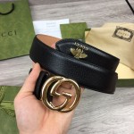 Gucci GG Buckle Leather Belt with Bee Black