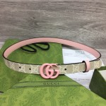 Gucci GG Marmont thin Belt with Pink Buckle