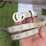 Gucci GG Marmont thin Belt with White Buckle