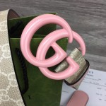 Gucci GG Marmont wide Belt with Pink Buckle