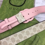 Gucci GG Marmont wide Belt with Pink Buckle