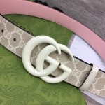 Gucci GG Marmont wide Belt with White Buckle