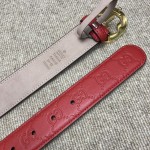 Gucci Signature Guccissima Leather Belt Red with Gold