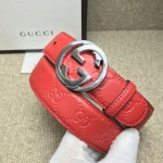 Gucci Signature Guccissima Leather Belt Red