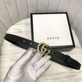 Gucci skinny belts for women with Double G buckle Black