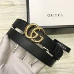 Gucci skinny belts for women with Double G buckle Black