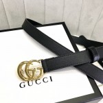 Gucci skinny belts for women with Double G buckle Black