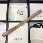 Gucci skinny belts for women with Double G buckle Pearl Pink