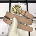 Gucci skinny belts for women with Double G buckle Pink