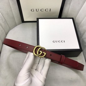 Gucci skinny belts for women with Double G buckle Burgundy