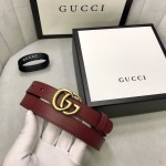 Gucci skinny belts for women with Double G buckle Burgundy