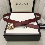 Gucci skinny belts for women with Double G buckle Burgundy