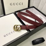 Gucci skinny belts for women with Double G buckle Burgundy