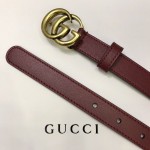 Gucci skinny belts for women with Double G buckle Burgundy