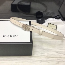 Gucci skinny belts for women with Double G buckle White