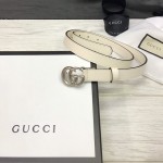 Gucci skinny belts for women with Double G buckle White