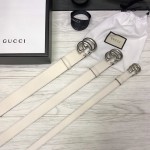 Gucci skinny belts for women with Double G buckle White