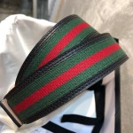 Gucci Stripe Leather Belt Green Red