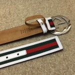 Gucci Stripe Leather Belt White